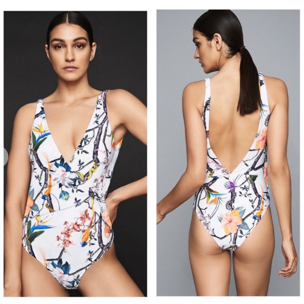 NWT Reiss Snake Print Wrap One Piece Swimsuit